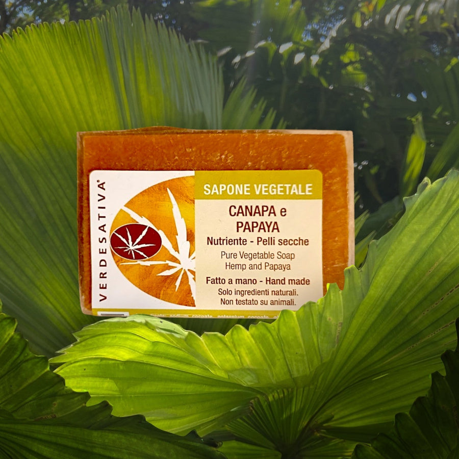 Bio sapone solido canapa e papaya pelli secche 100g - ZiaCris
