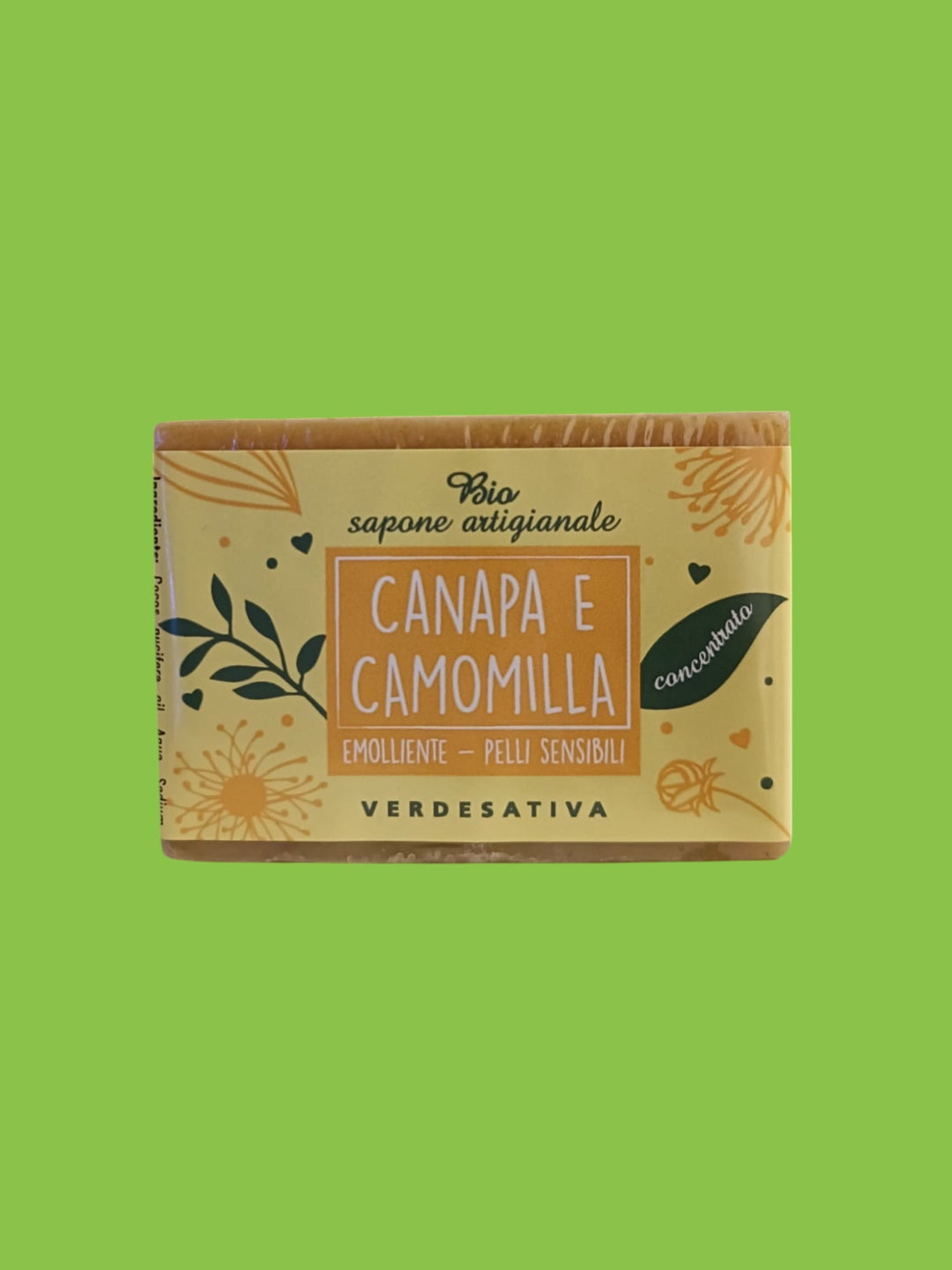 Bio sapone solido concentrato canapa e camomilla 100g - ZiaCris