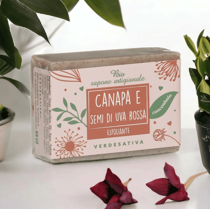 Bio sapone solido concentrato canapa e semi di uva rossa 100g - ZiaCris