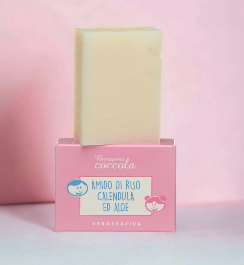Organic solid baby soap rice starch, calendula and aloe 100g