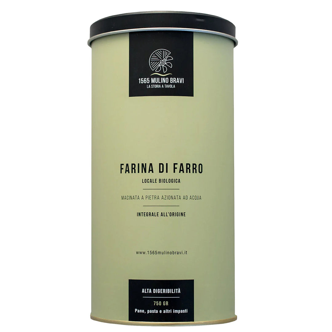 Organic wholemeal einkorn wheat flour in 750g tin