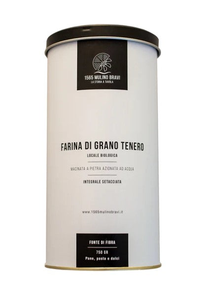 Farina integrale di grano tenero bio setacciata in latta 750g
