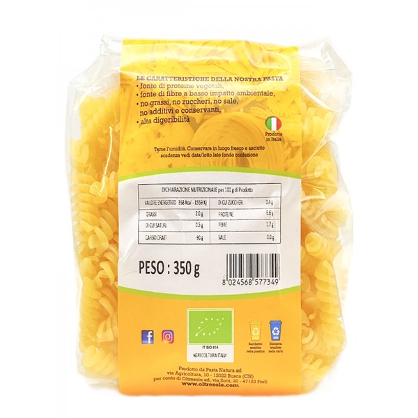 Organic white corn fusilli gluten free 350g