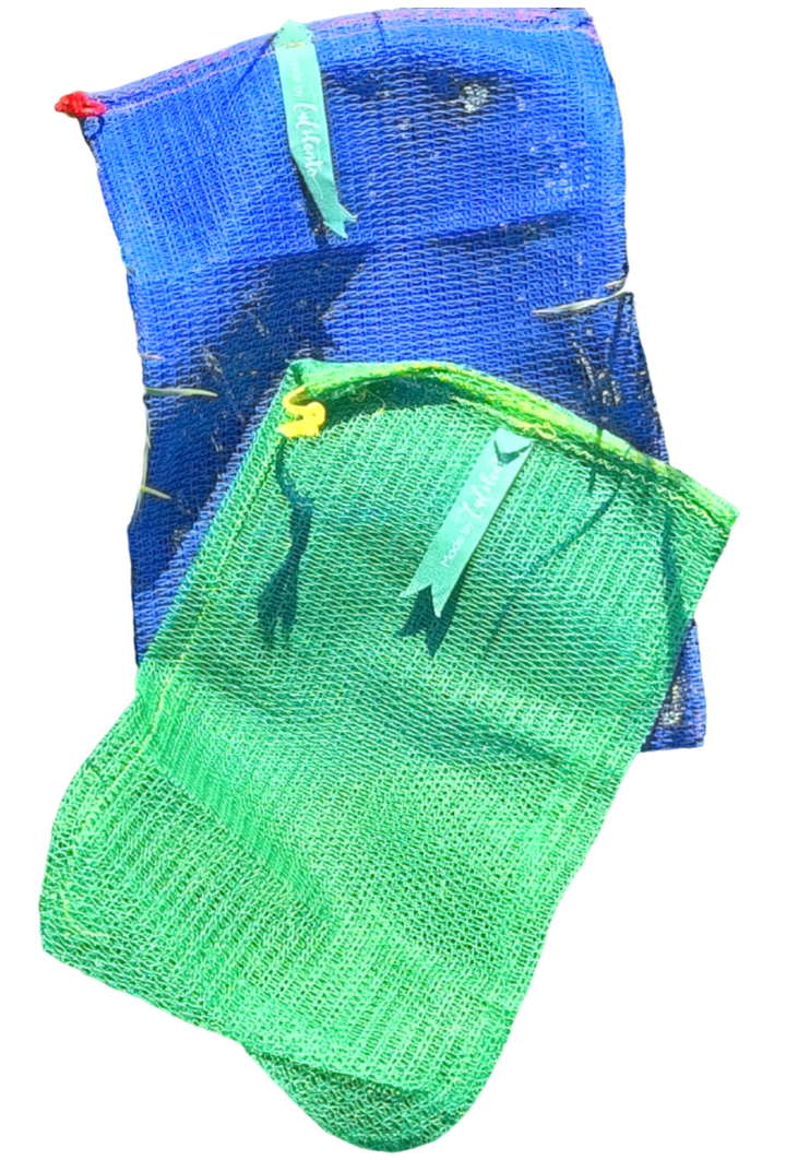 Set of 2 LouLou bags in olive wood mesh 20x30 cm