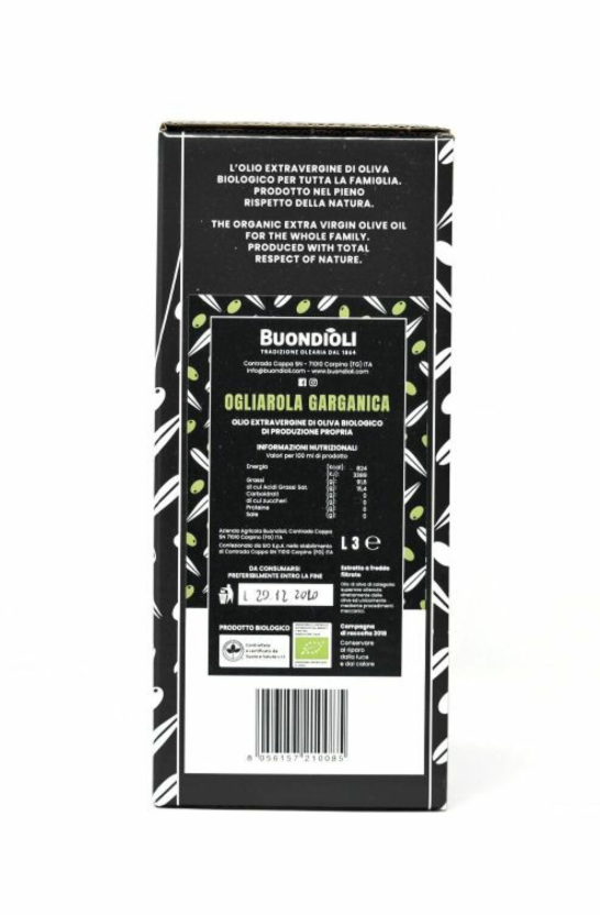 Organic extra virgin olive oil Ogliarola Garganica