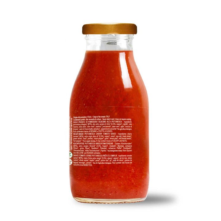 Ready-made cherry tomato sauce with organic puttanesca sauce 250g