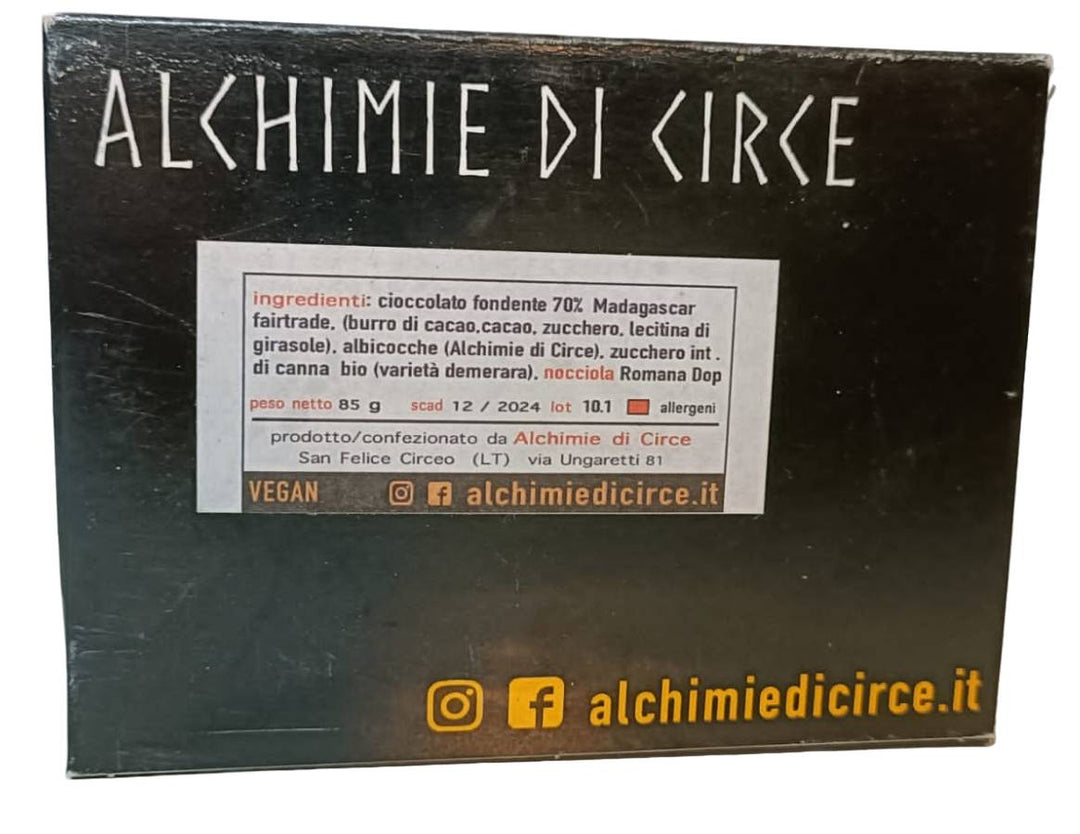 Cioccolato fondente 70% albicocca e nocciole 100g