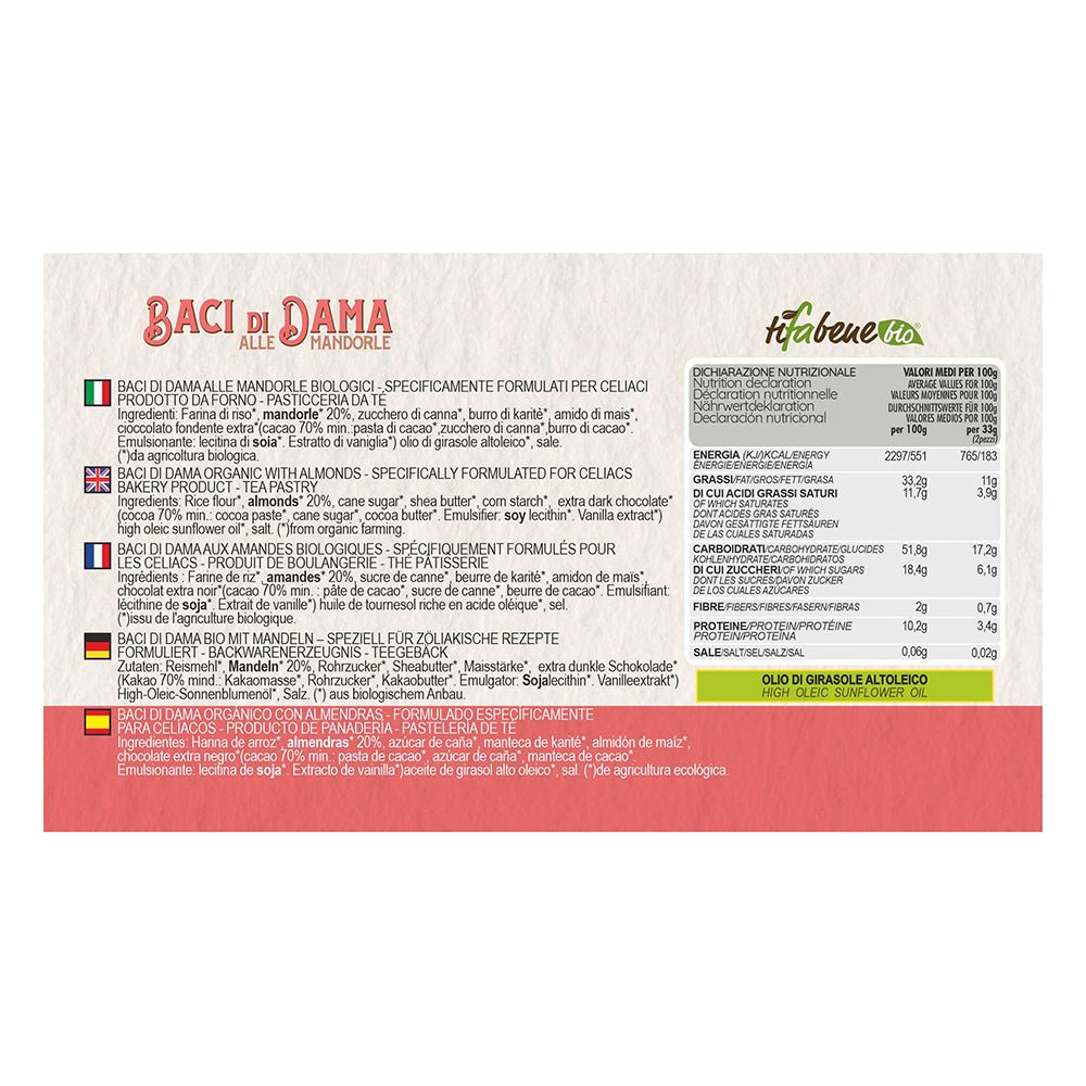 Baci di Dama biologici alle mandorle senza glutine 200g TiFaBeneBio