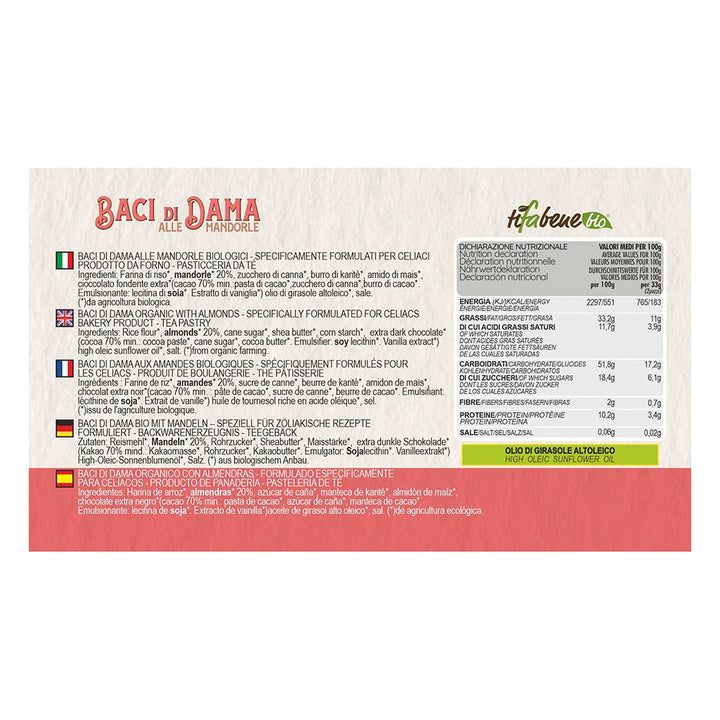 Baci di Dama biologici alle mandorle senza glutine 200g TiFaBeneBio