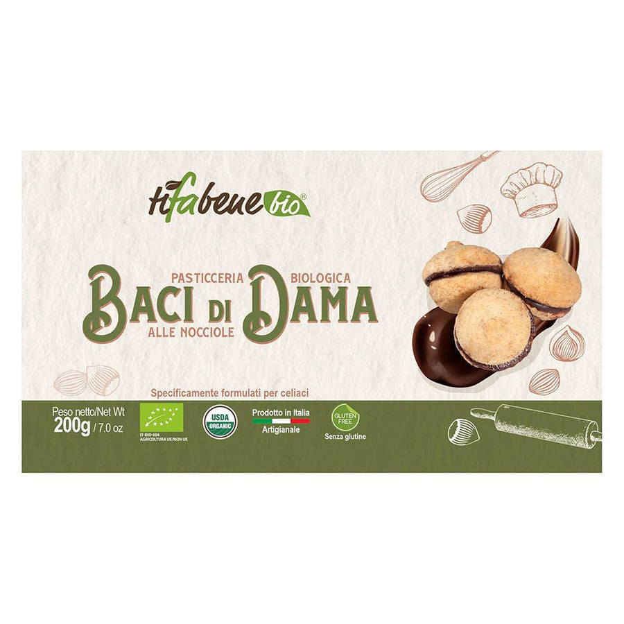 Baci di Dama biologici alle nocciole senza glutine 200g TiFaBeneBio