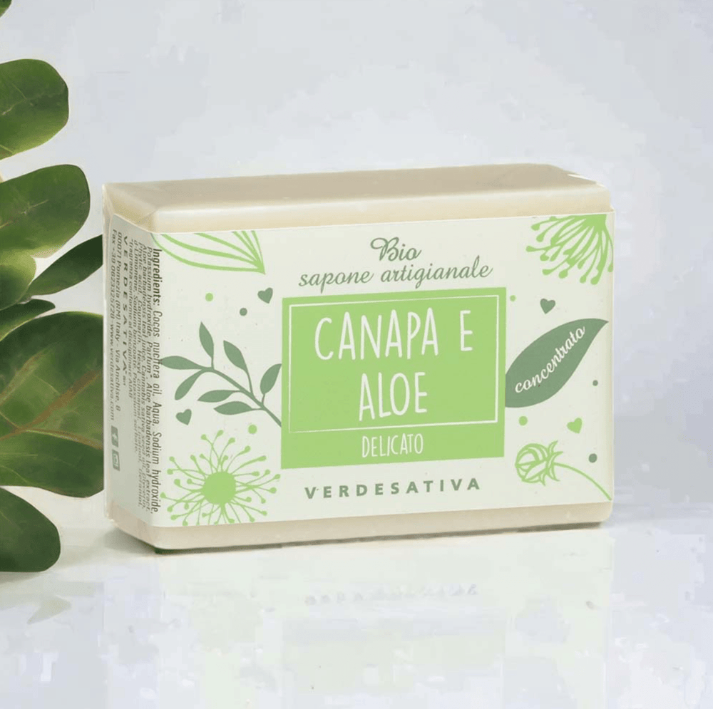 Bio sapone solido concentrato canapa e aloe 100g Verdesativa
