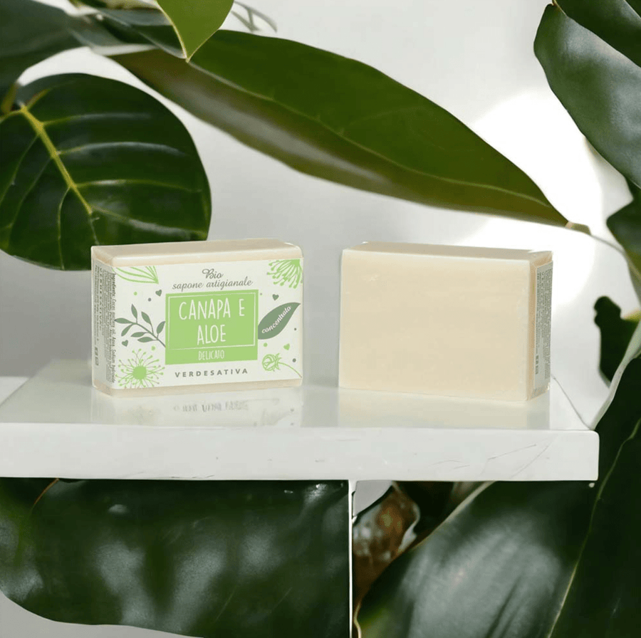 Bio sapone solido concentrato canapa e aloe 100g Verdesativa