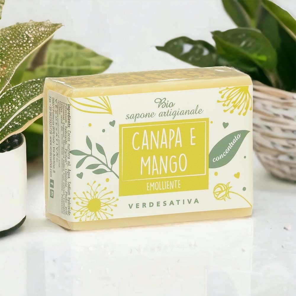 Bio sapone solido concentrato canapa e mango pelli secche 100g Verdesativa