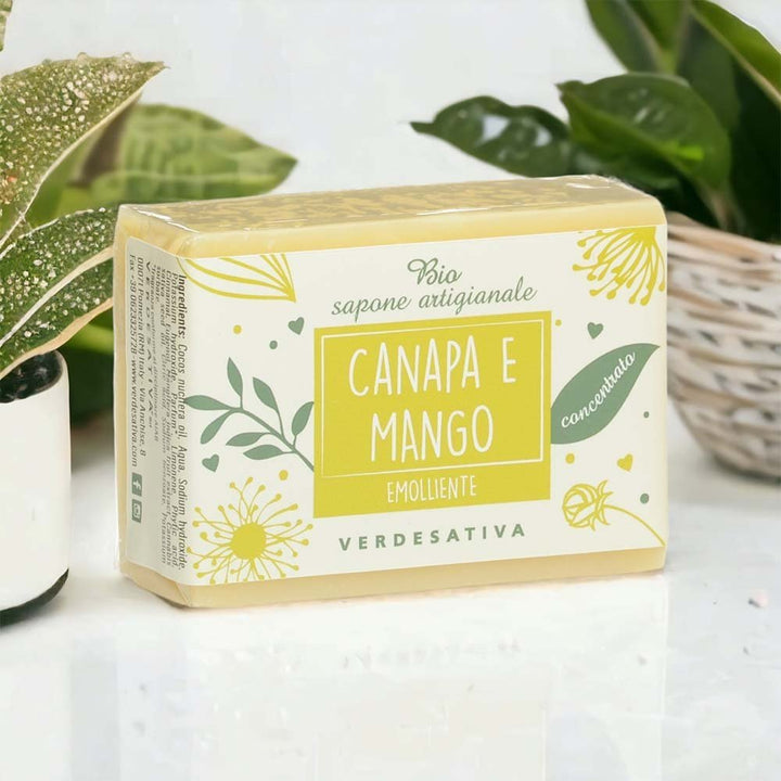 Bio sapone solido concentrato canapa e mango pelli secche 100g Verdesativa