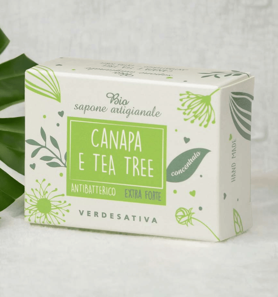 Bio sapone solido concentrato canapa e tea tree - extra forte Verdesativa