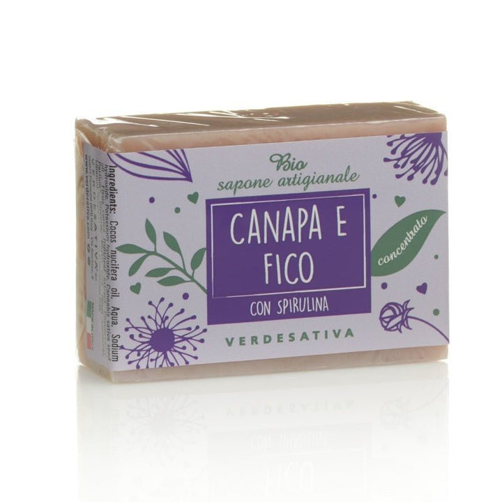 Bio sapone solido concentrato canapa fico e spirulina 100g Verdesativa