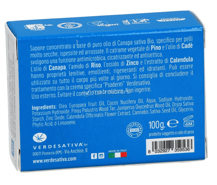 Bio sapone solido concentrato riepitelizzante PsoDerm 100g Verdesativa