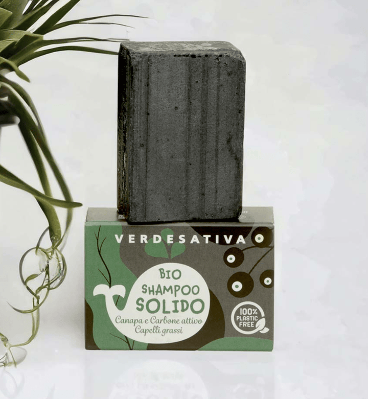 Bio shampoo solido Canapa e Carbone Attivo 55g Verdesativa