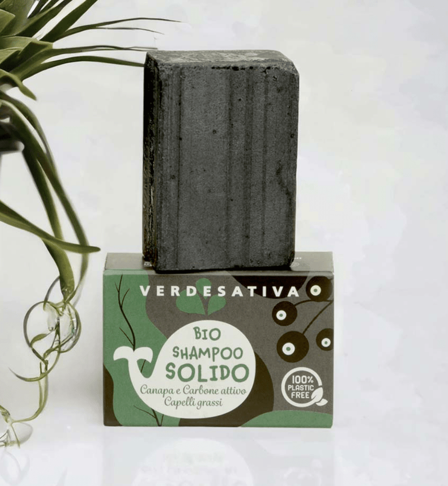 Bio shampoo solido Canapa e Carbone Attivo 55g Verdesativa