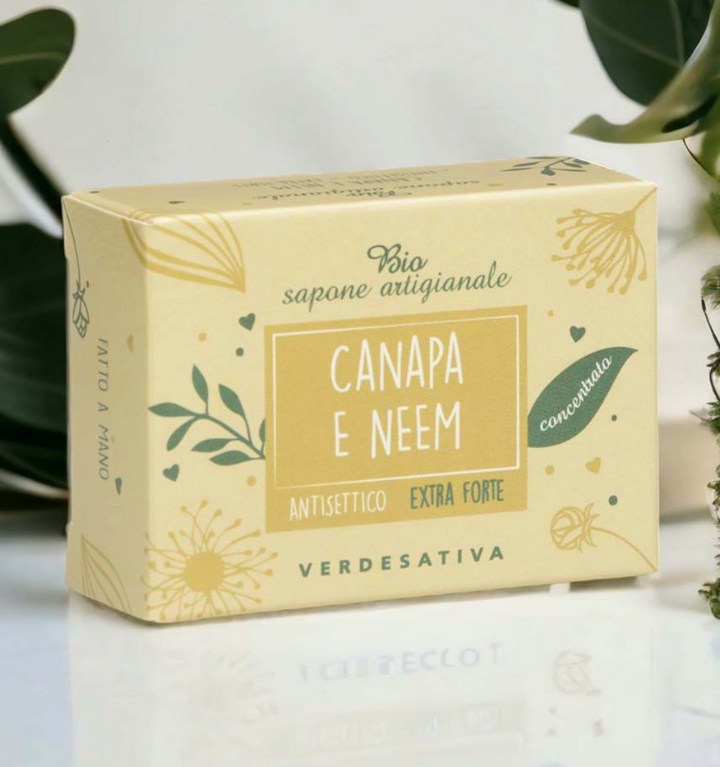 Bio sapone solido concentrato canapa e neem - extra forte 100g