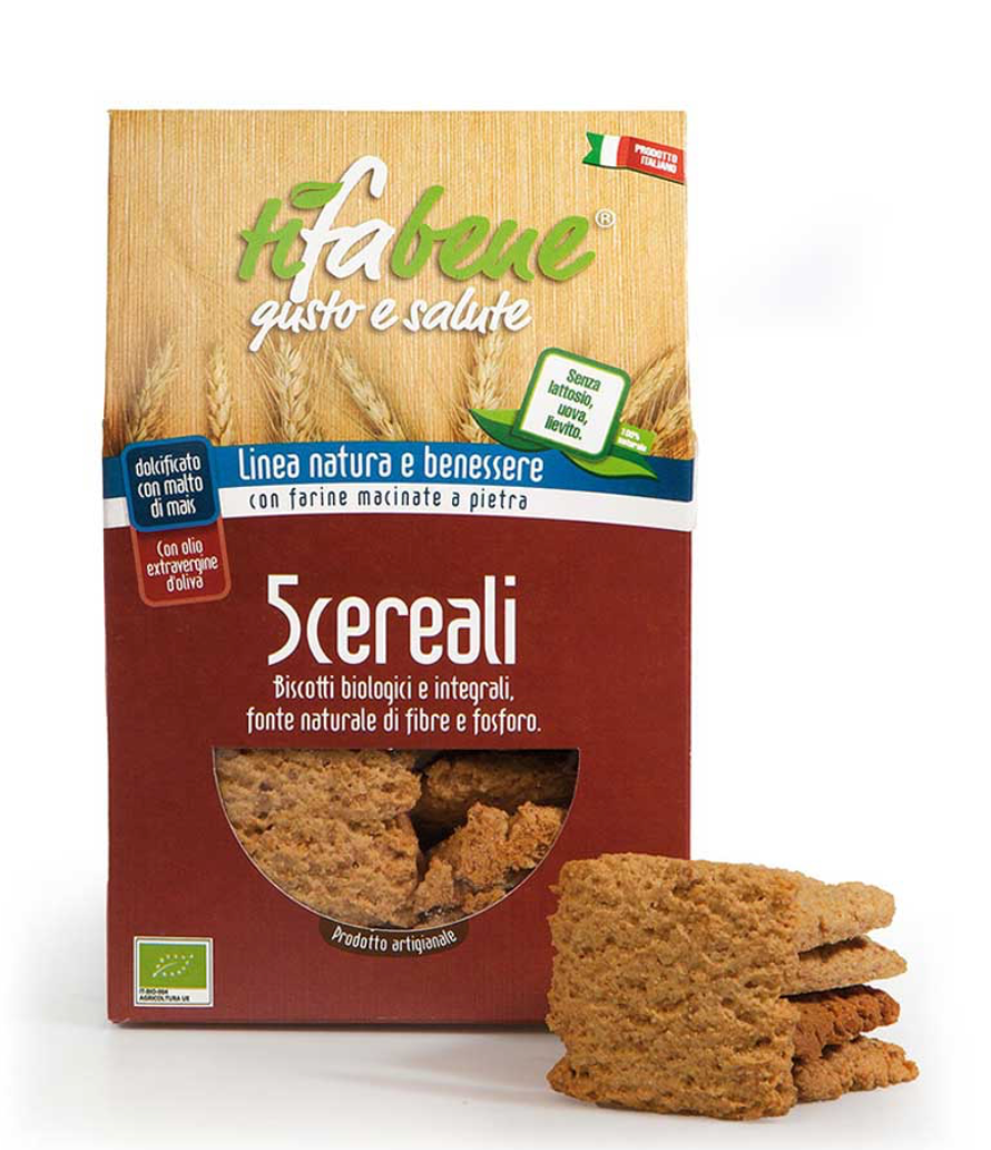 Biscotti ai cinque cereali biologici e integrali 250g TiFaBeneBio
