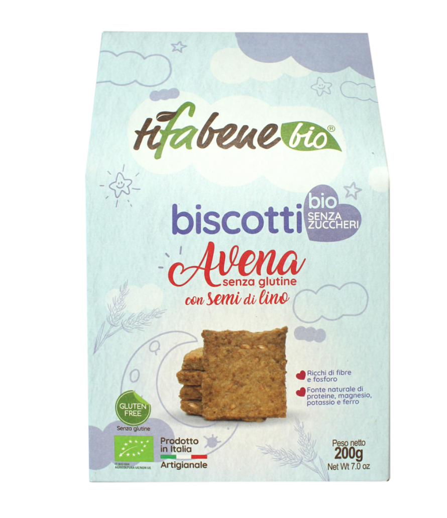 Biscotti avena e semi di lino con eritritolo bio 200g TiFaBeneBio