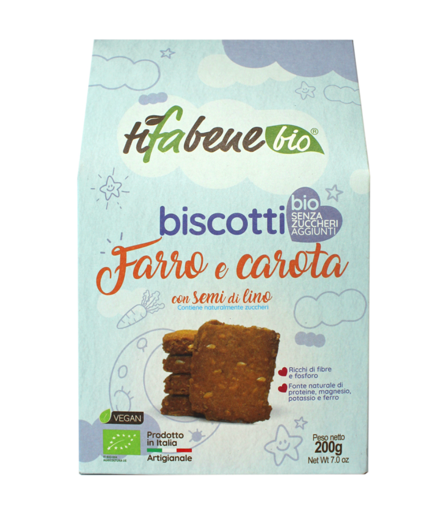 Biscotti farro carota e semi di lino biologici 200g TiFaBeneBio