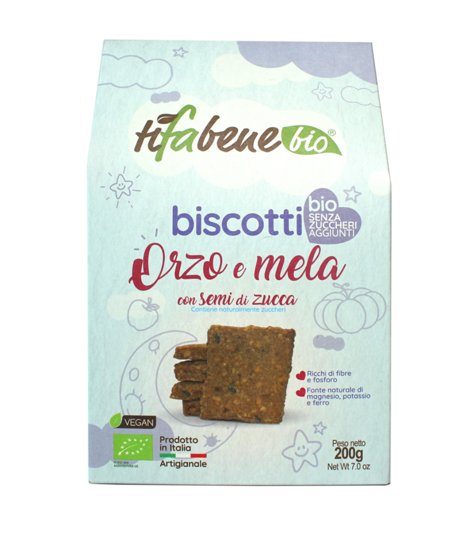 Biscotti orzo mela e semi di zucca 200g TiFaBeneBio