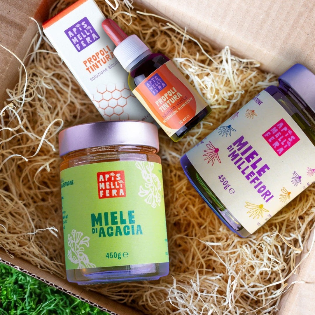 Box HoneyHoney miele e tintura di propoli Grande Apis Mellifera