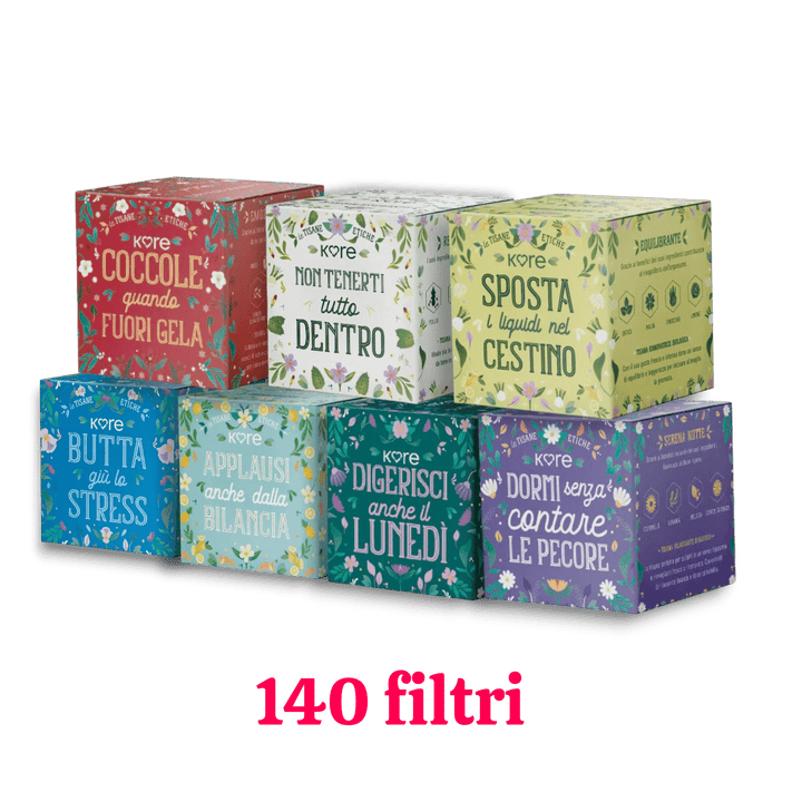 Box Unaldì tisane etiche bio box da 10 filtri 140 filtri (2 box da 10 filtri per gusto) Kore srl