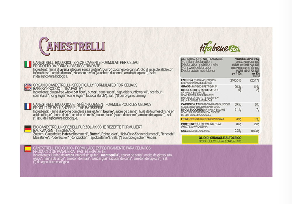 Canestrelli biologici senza glutine 200g TiFaBeneBio