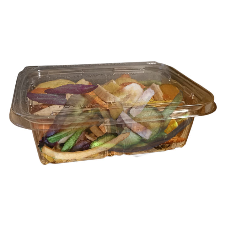 Chips di patate, zucca e carote essiccate salate