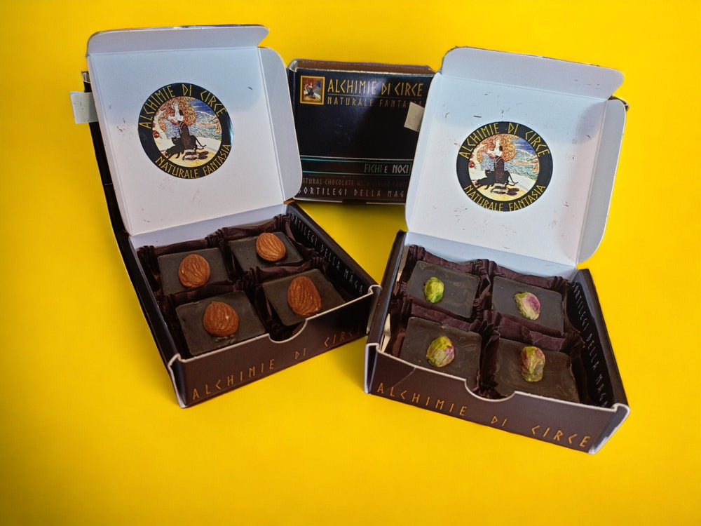 Cioccolatini fondenti 83% mandarino e mandorla di Toritto 85g Alchimie di Circe