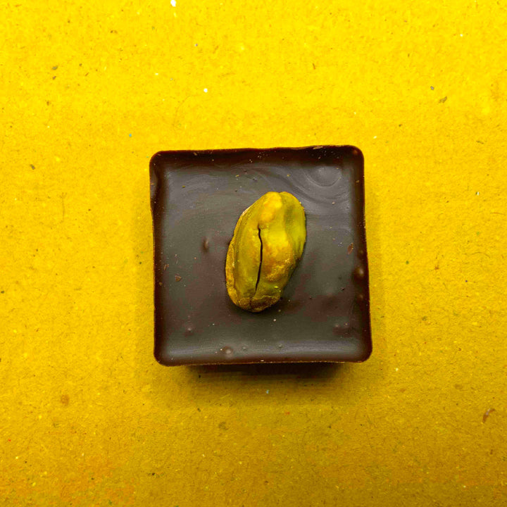 Cioccolatini fondenti 83% limone e pistacchio di Bronte DOP 85 g