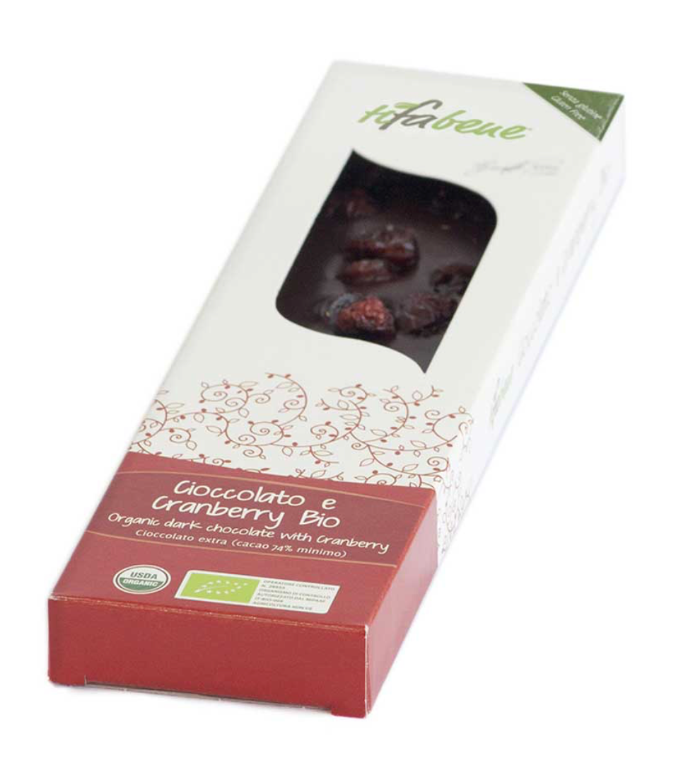 Cioccolato fondente extra 90% mirtilli cranberry bio 100g
