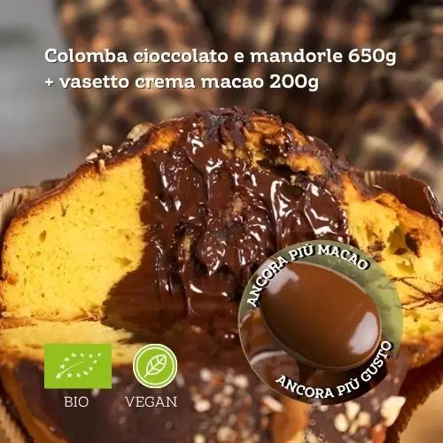 Colomba cioccolato e mandorle tostate bio e vegan 650g
