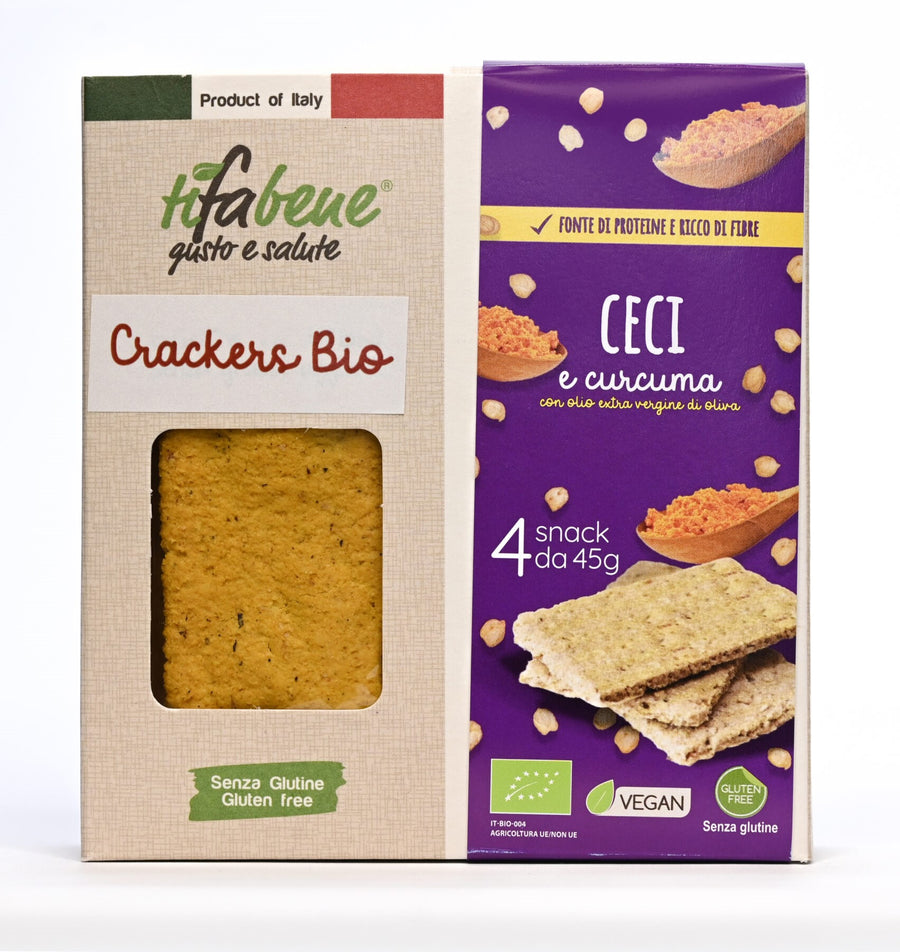 Cracker con ceci e curcuma bio senza glutine 180g (4x45g) TiFaBeneBio