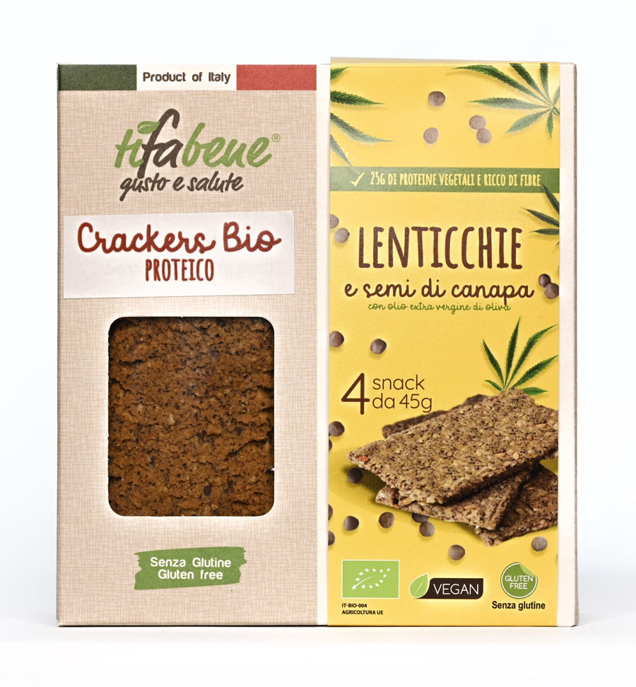 Crackers proteico Lenticchie, canapa e semi di lino bio 180g (4x45g) TiFaBeneBio