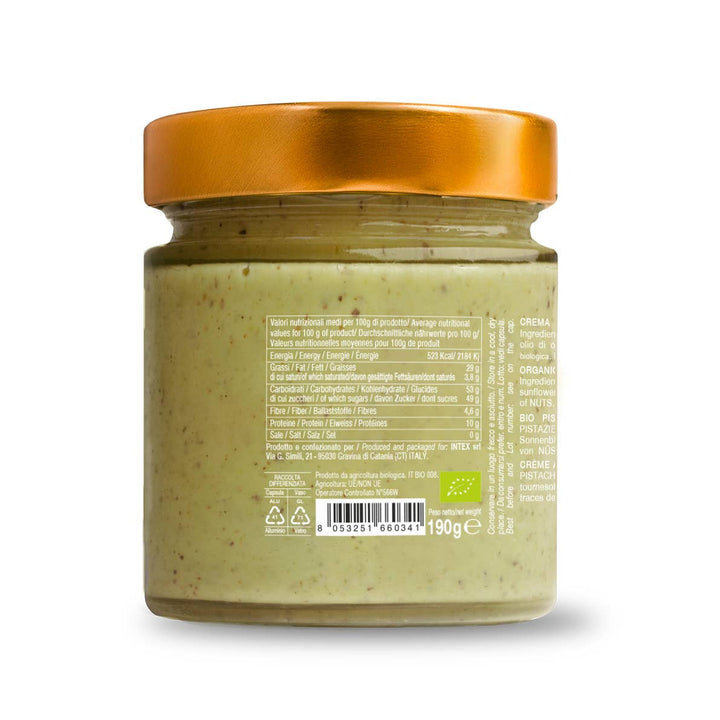 Crema dolce di pistacchio bio 190g CONVIVIA for italian food lovers