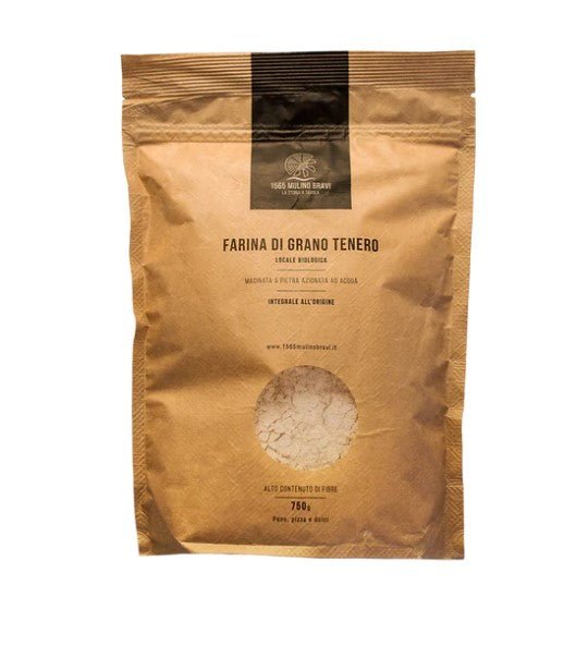 Farina integrale di grano tenero bio in carta 750g 1565 Mulino Bravi