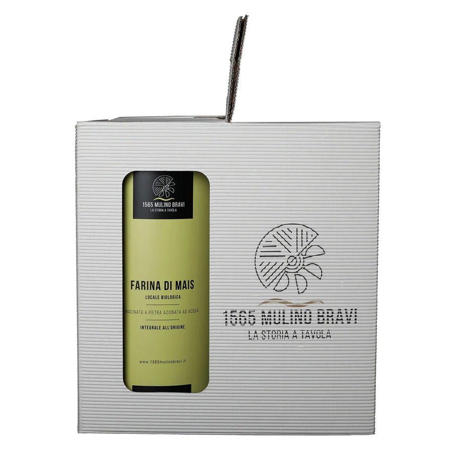 Farina integrale di mais Quarantino bio in latta 4x750g (Conf. regalo) 1565 Mulino Bravi