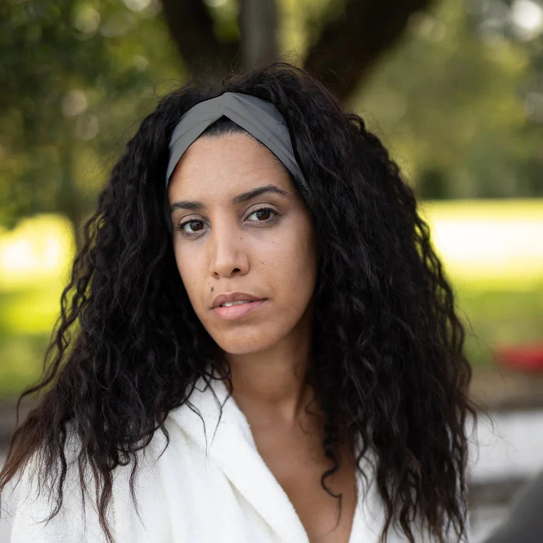 Fascia per capelli intrecciata Margherita in cotone bio colori vari Grigio Kore srl