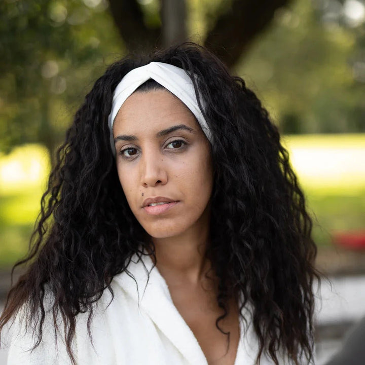 Fascia per capelli intrecciata Margherita in cotone bio colori vari Panna Kore srl