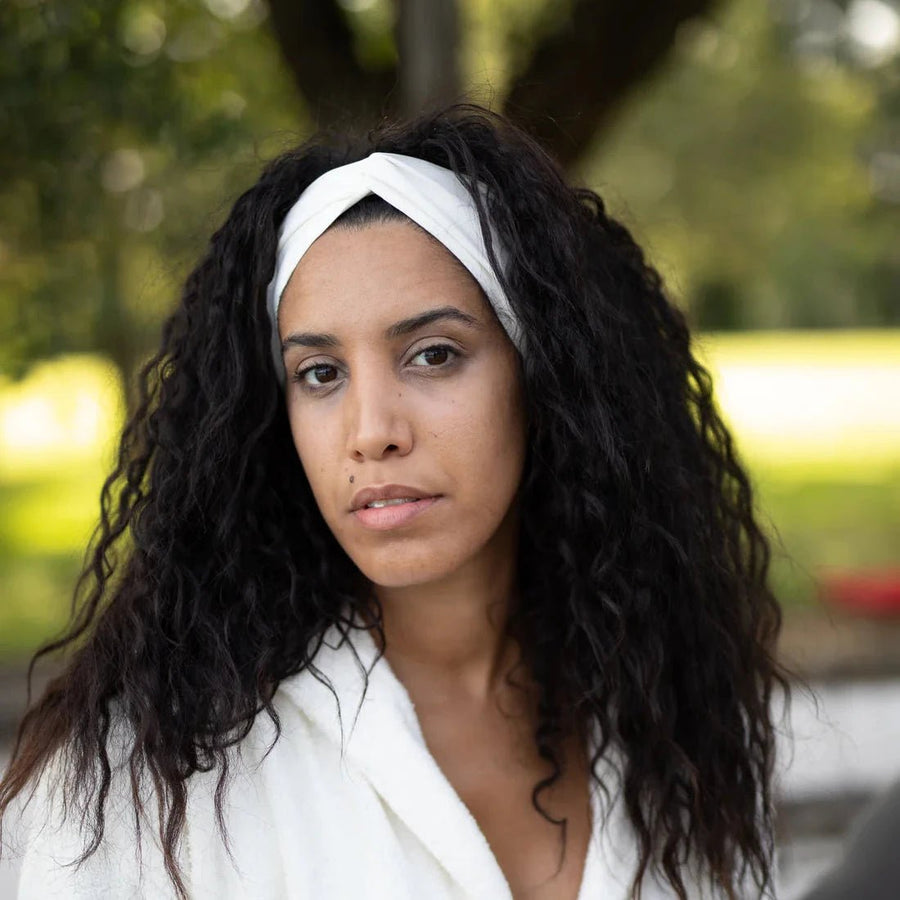 Fascia per capelli intrecciata Margherita in cotone bio colori vari Panna Kore srl