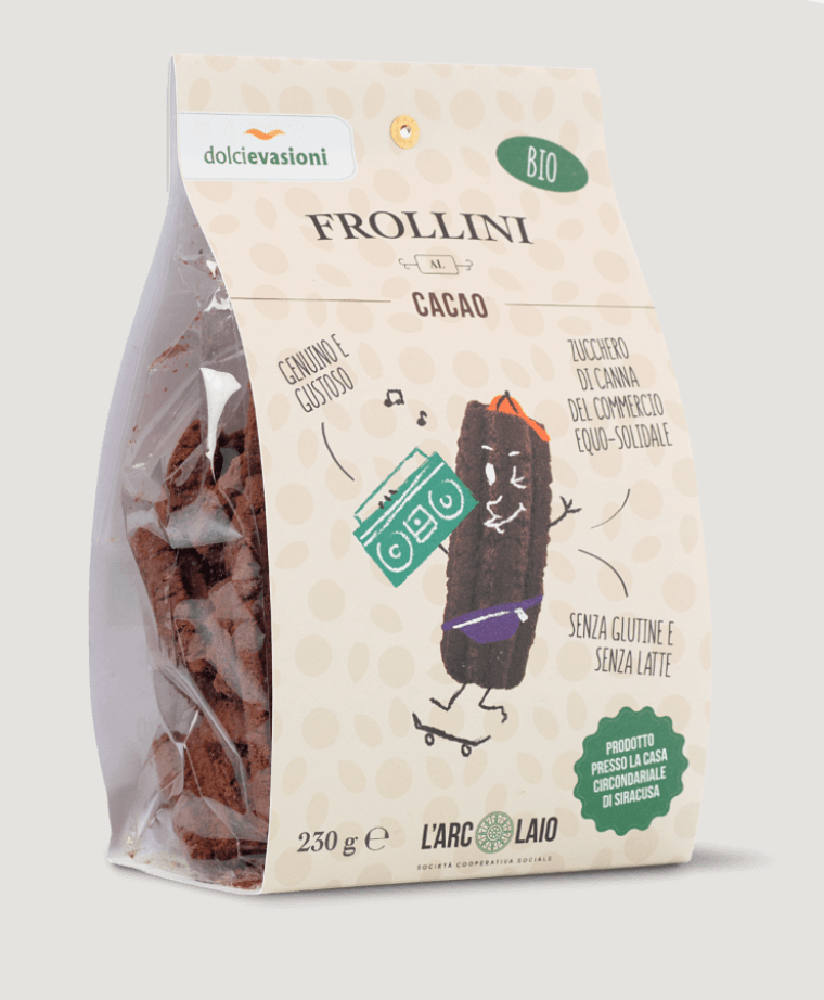 Frollini al cacao senza glutine 230g - Società Cooperativa Sociale L'Arcolaio - ZiaCris DispensAttiva