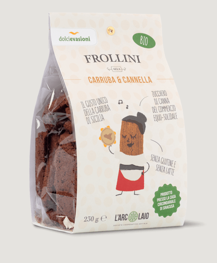 Frollini alla carruba e cannella senza glutine 230g Società Cooperativa Sociale L'Arcolaio