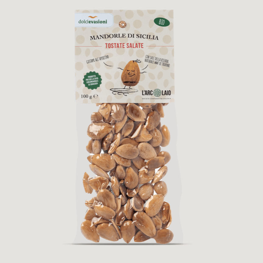 Mandorle di Sicilia tostate salate 100g - Società Cooperativa Sociale L'Arcolaio - ZiaCris DispensAttiva
