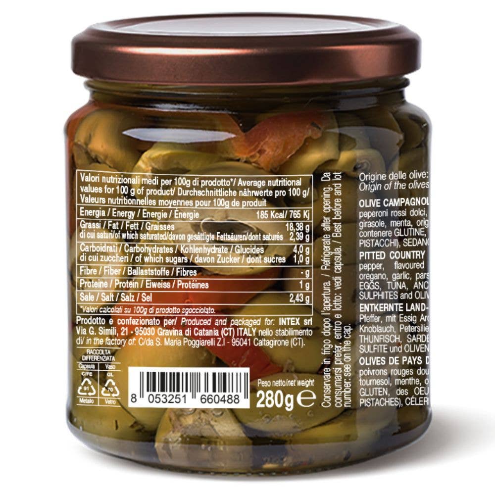 Olive campagnole snocciolate 280g CONVIVIA for italian food lovers