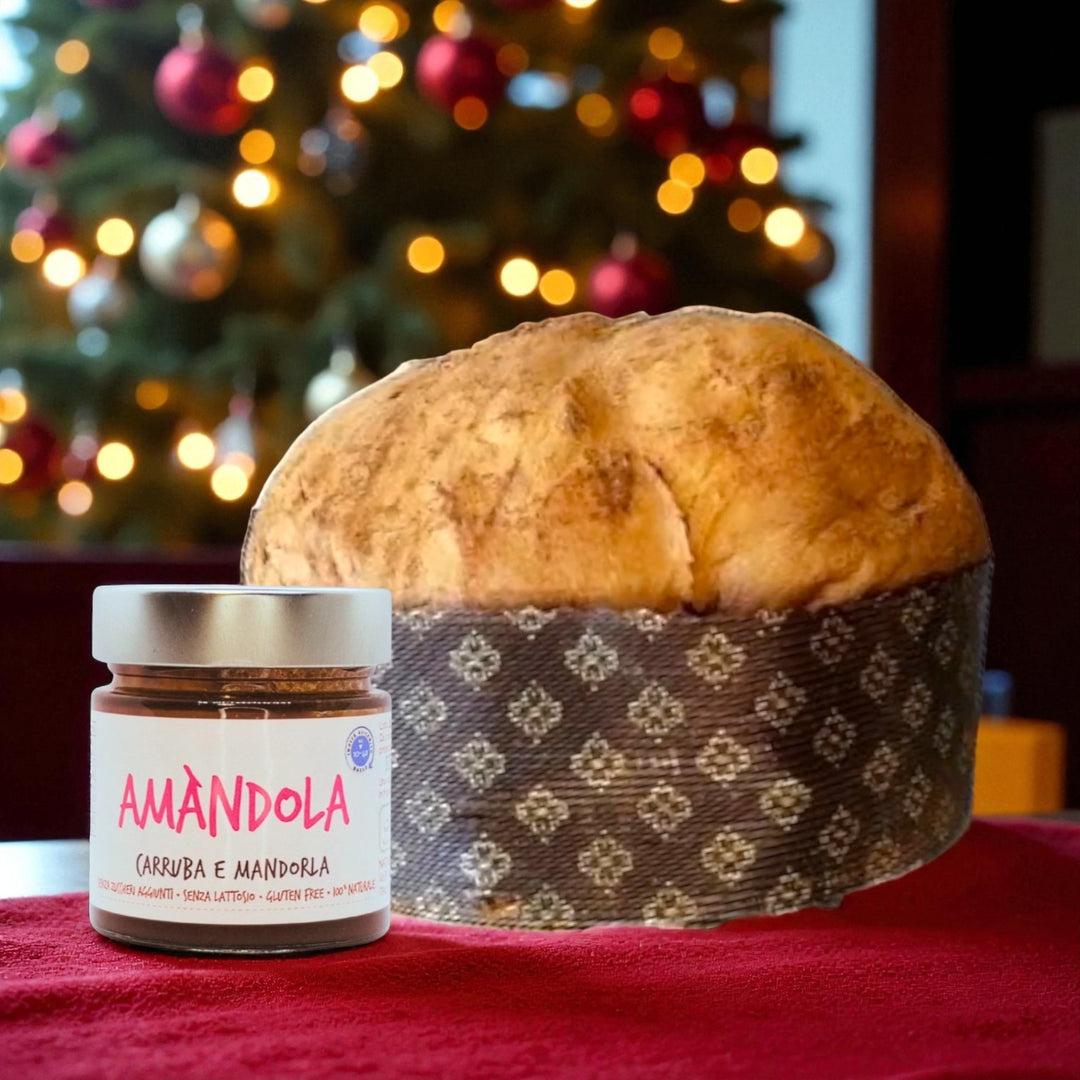 Panettone artigianale alla carruba e arancia candita senza lattosio 800g Panettone 800g + Amàndola 200g Natura Humana