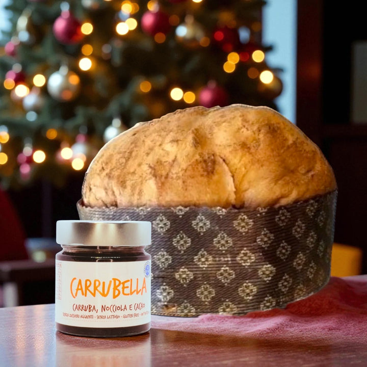 Panettone artigianale alla carruba e arancia candita senza lattosio 800g Panettone 800g + Carrubella 200g Natura Humana